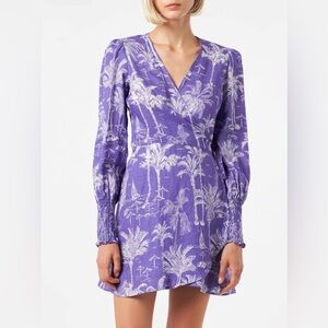 MC2 Saint Barth Brilly Wrap Linen Dress in Toile de Jouy Print - Size Medium